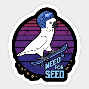 Need for Seed - skater Cockatoo doodle Sticker